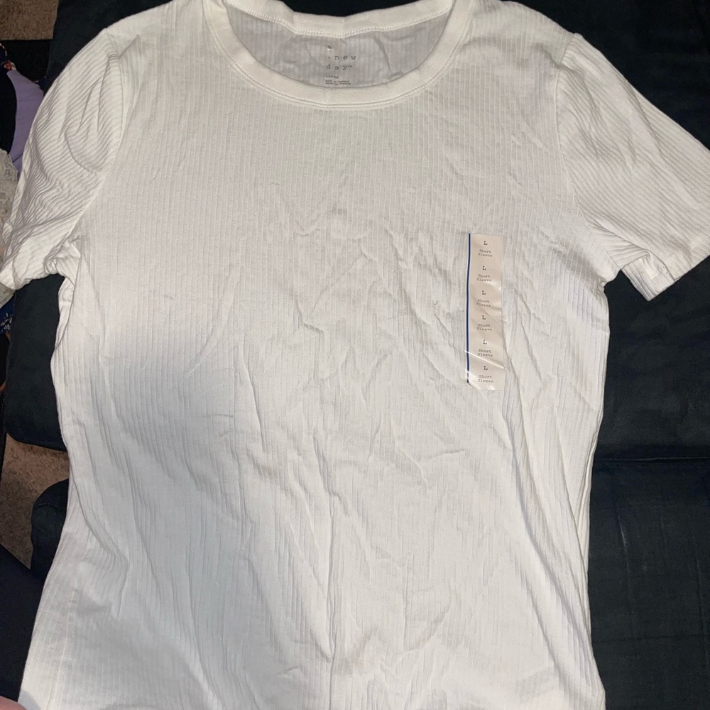 White Ribbed Women's Top